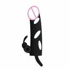 House of Dasein Penis Sleeve With Rabbit Vibrator & Cock Ring Black House of Dasein