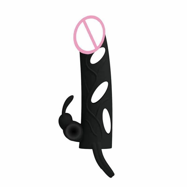House of Dasein Penis Sleeve With Rabbit Vibrator & Cock Ring Black House of Dasein