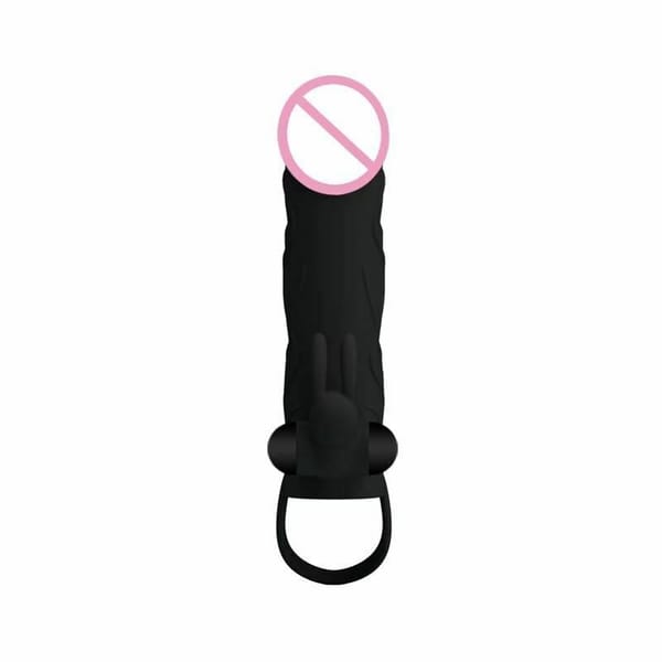 House of Dasein Penis Sleeve With Rabbit Vibrator & Cock Ring Black House of Dasein