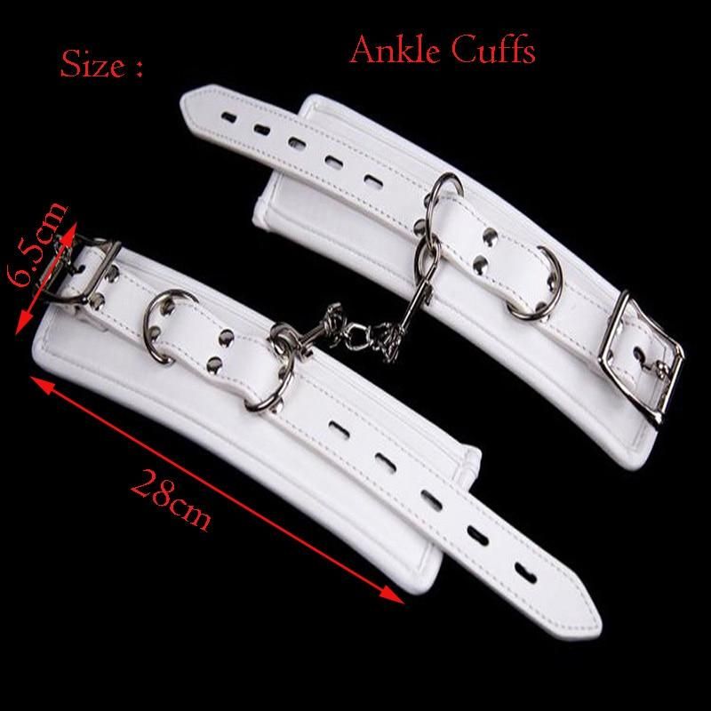 House Of Dasein White Wrist Ankle Cuffs Spreader Bar Bondage Kink Restraints - White - Ankle Cuffs