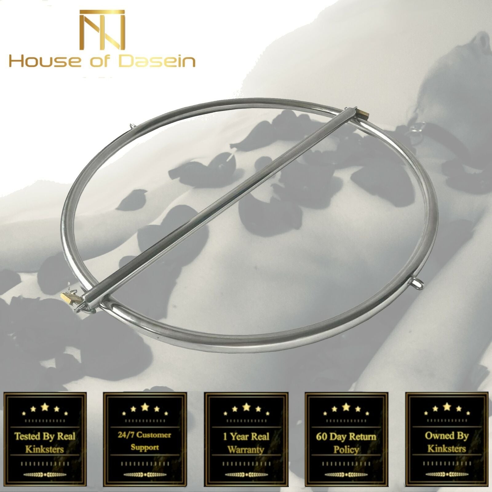 House Of Dasein Stainless Steel Bondage Ring Standing Walking Restraints Bdsm Kink Fetish - Silver