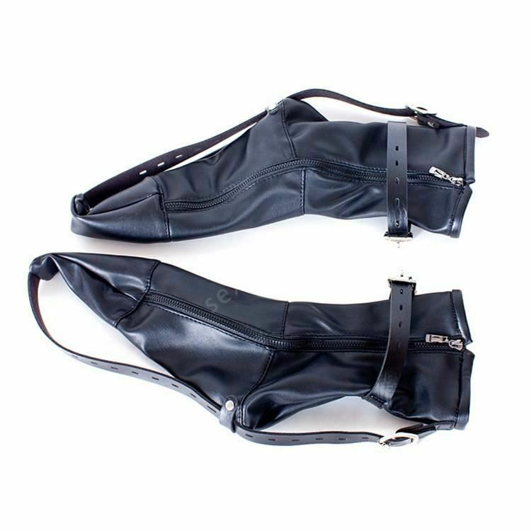 House Of Dasein Feet Binder Booties Foot Fetish Bondage Restraints Pu Leather Shoes Bdsm - Black