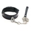 House Of Dasein Black Genuine Leather Bondage Collar Leash Metal Chain Bdsm Beginners - Black