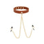 House Of Dasein Brown Leather Collar With Nipple Clamps Bdsm Bondage Restraints Sex Slave Games - Brown