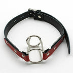 House Of Dasein Metal Double Ring Open Mouth Gag Deep Throat Training Bdsm Bondage Restraints - Red
