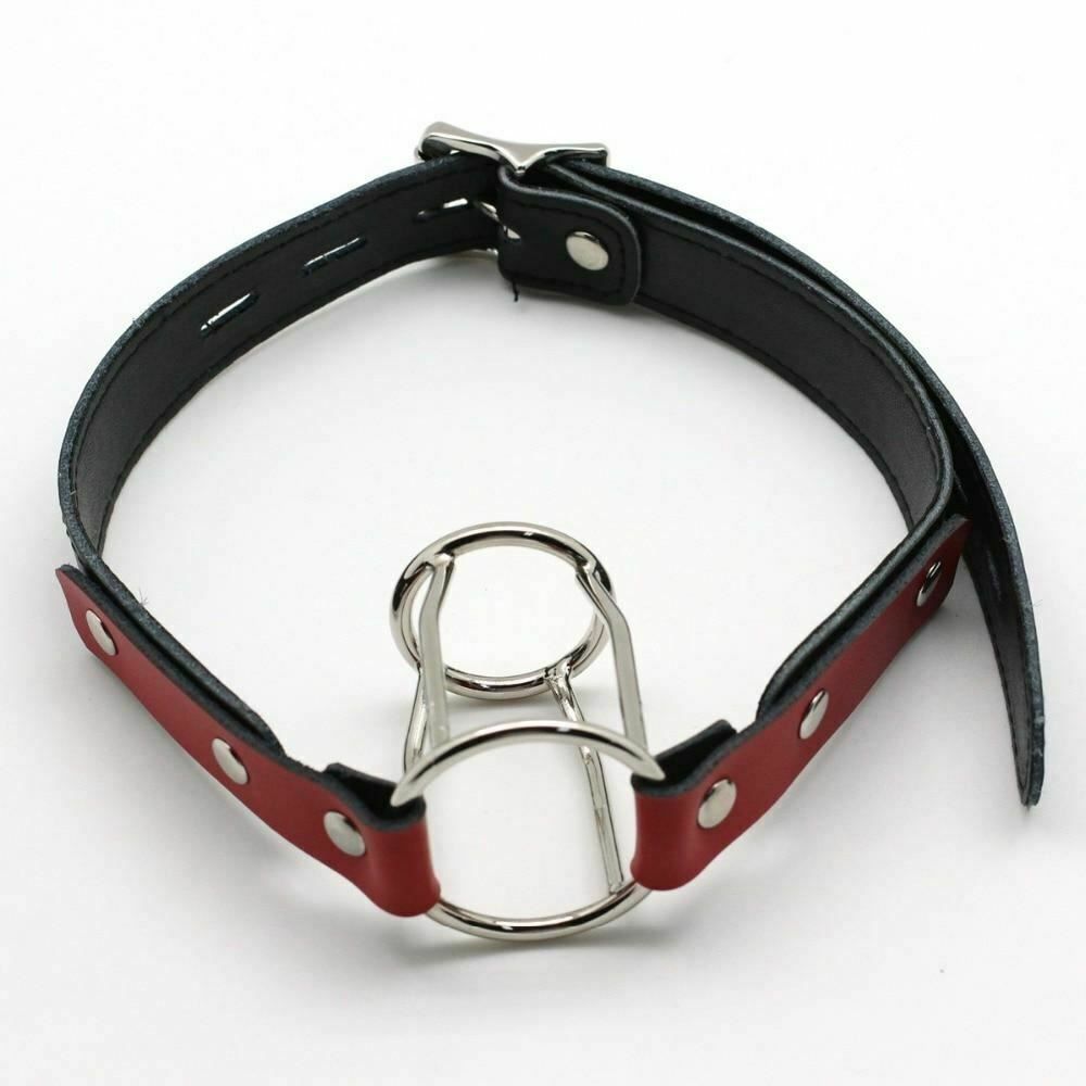 House Of Dasein Metal Double Ring Open Mouth Gag Deep Throat Training Bdsm Bondage Restraints - Red