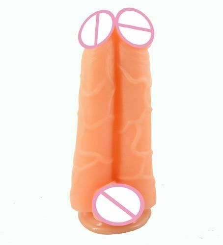 House Of Dasein Big Double Dildo Suction Cup Monster Veined Kink Fetish Large - Flesh