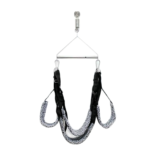 House Of Dasein Leopard Print Swing With Stainless Steel Tripod Sex Position Harness Bdsm - Black