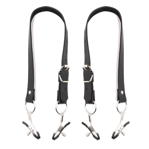 House Of Dasein Genital Clamps Labia Spreader Clips Straps Bdsm Bondage Restraints Humiliation - Black - 1 Pair Of Straps