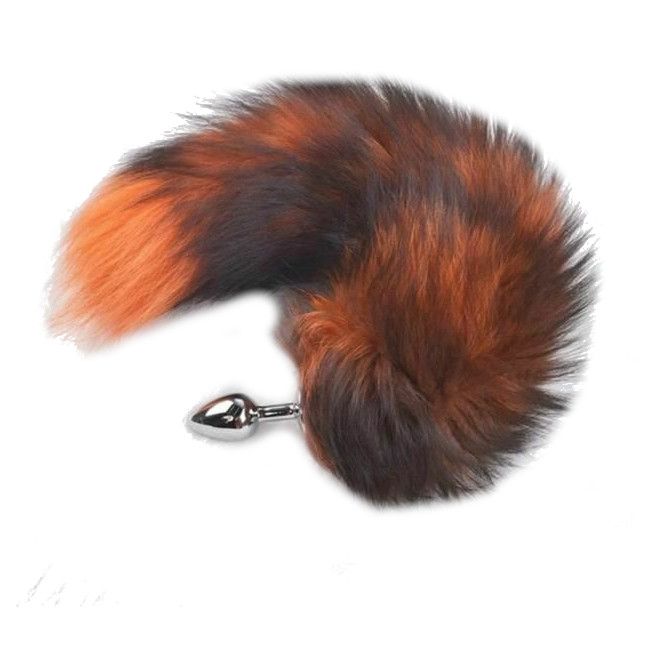 House Of Dasein Fox Faux Fur Tail Metal Anal Stainless Steel Butt Plug Bdsm - Orange