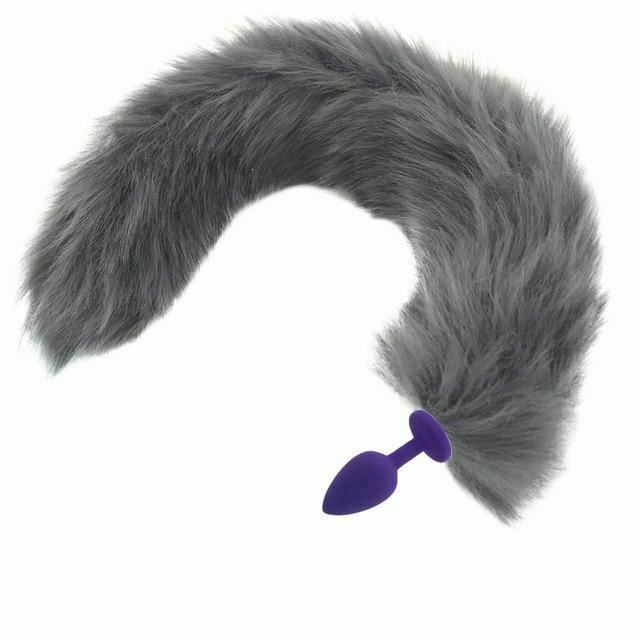 House Of Dasein Grey Long Fox Kitten Puppy Tail Butt Plug Bdsm Pet Play Fetish - Grey - Small 104
