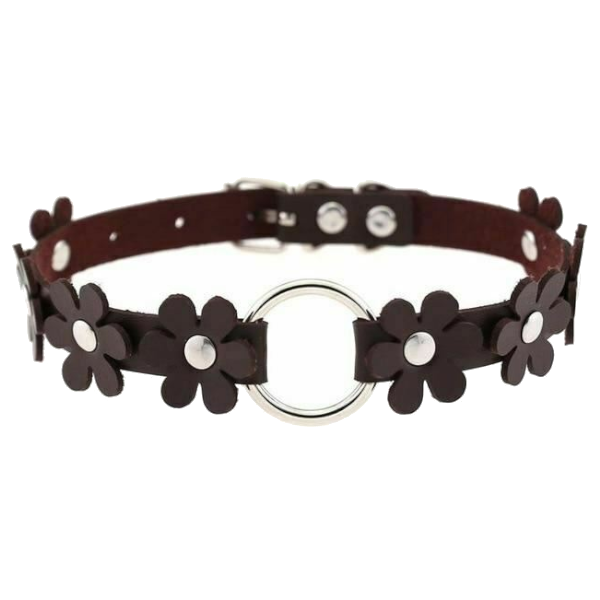 House Of Dasein Flower Choker Animal Friendly Collar 14 Colours Bdsm Submissive - Dark Brown