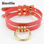 House Of Dasein Double Caged Slave Collar Gothic Silver Gold Metal Choker - Red With Gold