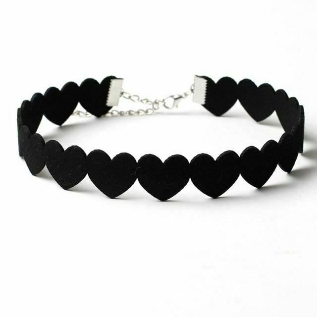 House Of Dasein Bdsm Day Collar Black Hollow Out Or Solid Love Heart Choker Necklace - Black - Solid