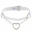 House Of Dasein Bdsm Day Collar Heart Pendant Choker Silver Chain Necklace - White