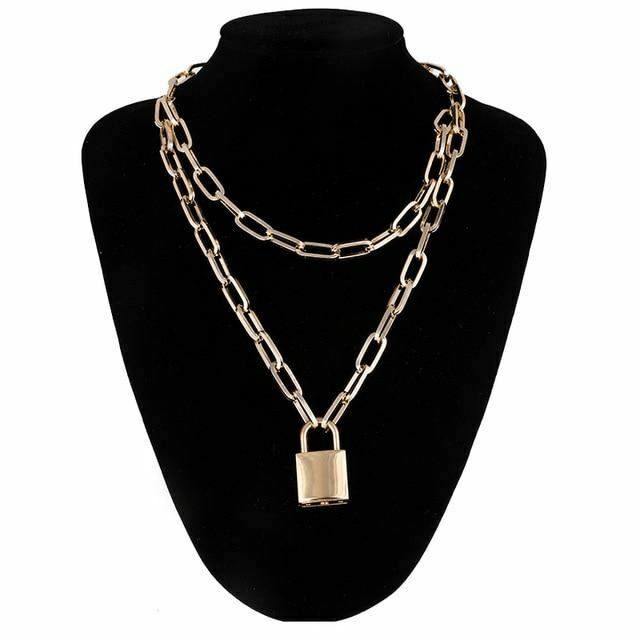 House Of Dasein Chain Padlock Necklace Bdsm Symbolic Jewellery Gift For Submissive - Gold - Medium Lock