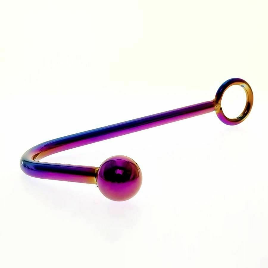 House Of Dasein Stainless Steel Metal Rainbow Anal Hook Bdsm Butt Plug Ball Bondage Restraint - Rainbow