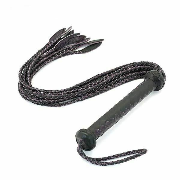 House Of Dasein 75Cm Braided Leather Flogger Bdsm Spanking Bondage - Black Purple