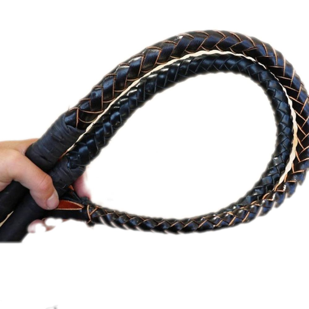 House Of Dasein Handmade Braided Leather Whip Spanking Impact Play Bondage Bdsm - Black - 70Cm