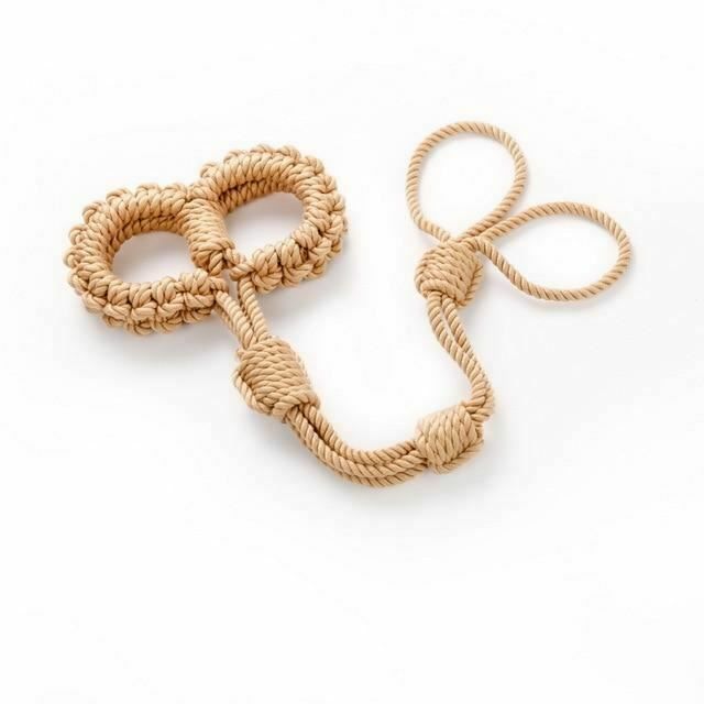 House Of Dasein Shibari Rope Handcuffs Leash Restraints Bdsm Bondage Submissive Play - Flaxen