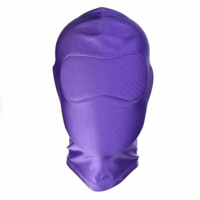 House Of Dasein Pink Purple Bdsm Stretchy Hood Open Mouth Holes Full Mask Bondage Restraints - Purple - No Holes
