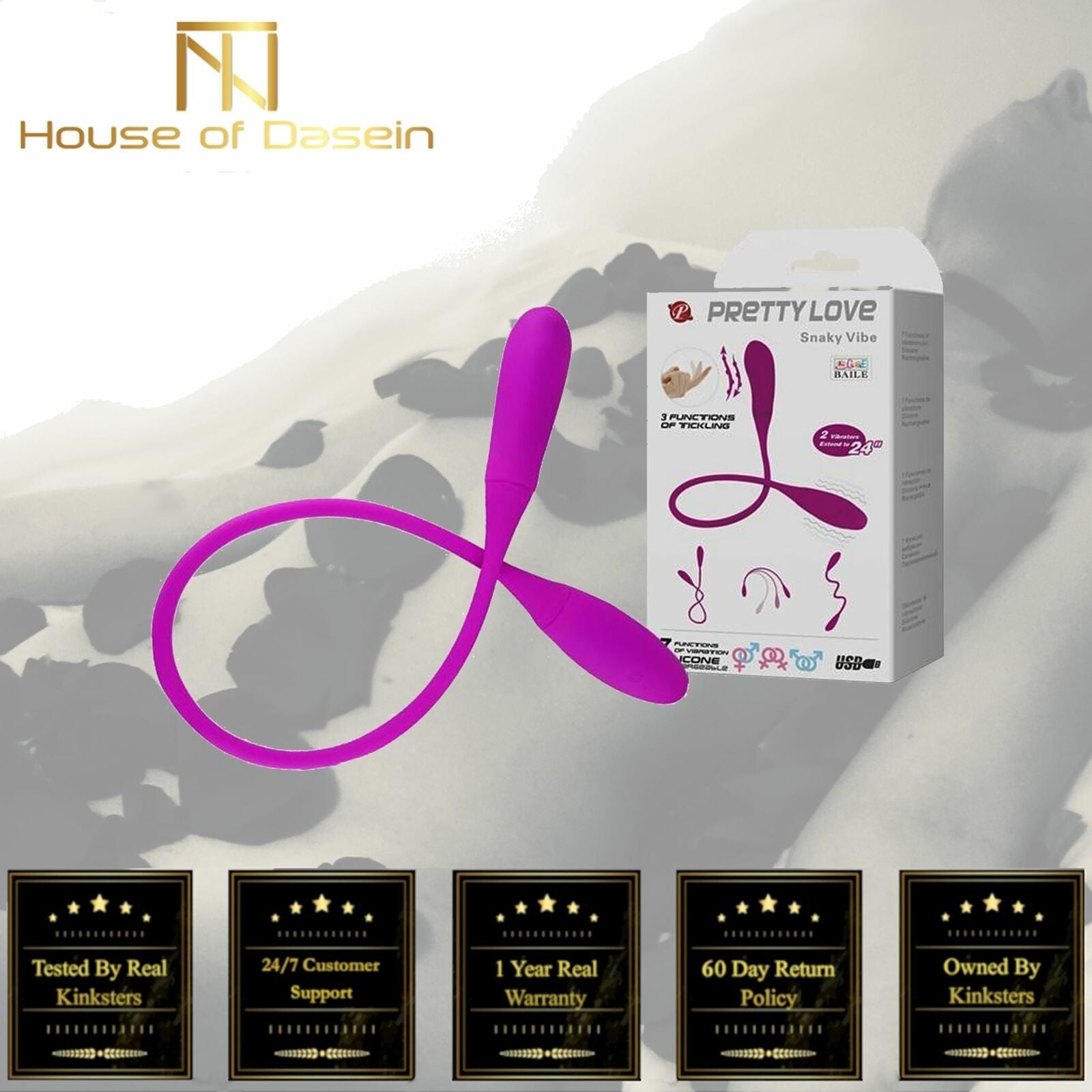 House Of Dasein Pretty Love 7 Speed Silicone Double Vibrating Egg Vibrator Rechargeable - Purple