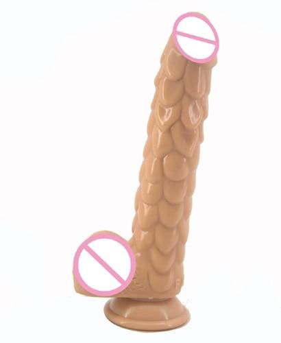 House Of Dasein Long Silicone With Suction Cup Fish Scale Texture Anal Dildo Dong - Flesh Main image