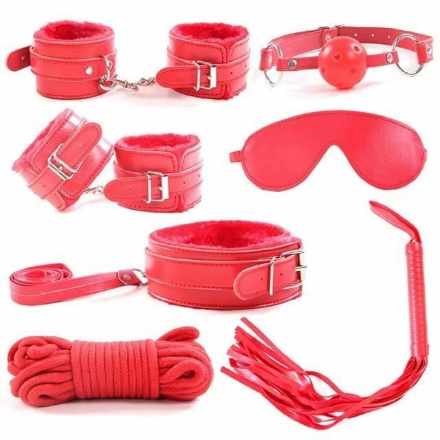 House Of Dasein Bondage Starter Kit Blindfold Gag Flogger Restraints - Red
