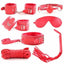 House Of Dasein Bondage Starter Kit Blindfold Gag Flogger Restraints - Red