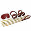 House Of Dasein Bdsm Bondage Starter Kit Restraints Blindfold Collar Leash Cuffs - Red And Gold