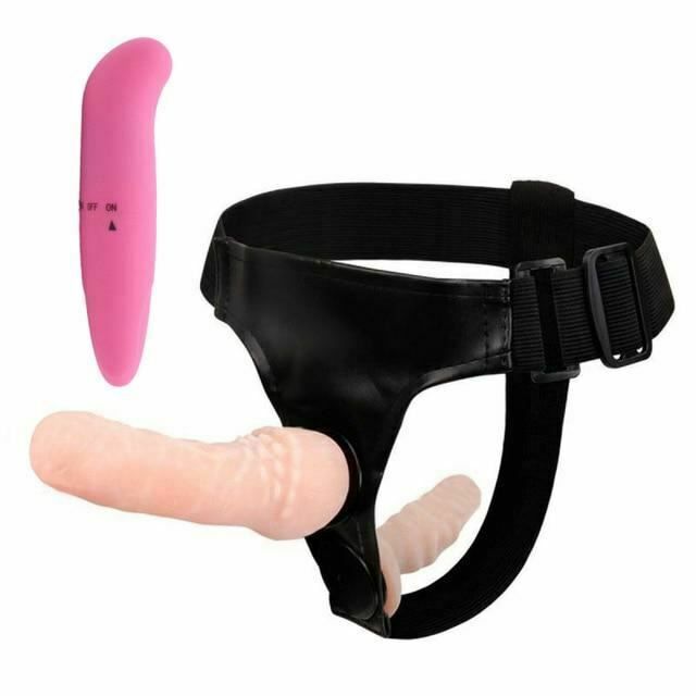 House Of Dasein Realistic Strapon Kit Vibrator On Harness Double Dildo - Flesh And Pink