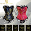 House Of Dasein Blue Red Corset Gold Lace Trim Sexy Lingerie Kink Bdsm Fetish Clothing - Red - Xxxl