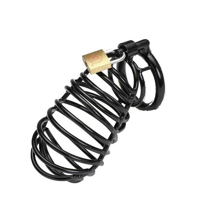 House Of Dasein 40 / 45 50Mm Lockable Black Cock Ring Stainless Steel Chastity Device Cage - Black - 45Mm