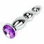 House Of Dasein Big Crystal Jewel Stainless Steel Bdsm Anal Plug Metal Butt Beads - Purple