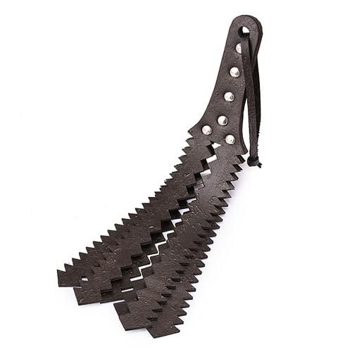 House Of Dasein Bdsm Sawtooth Spanking Whip Genuine Leather Double Row Paddle - Brown