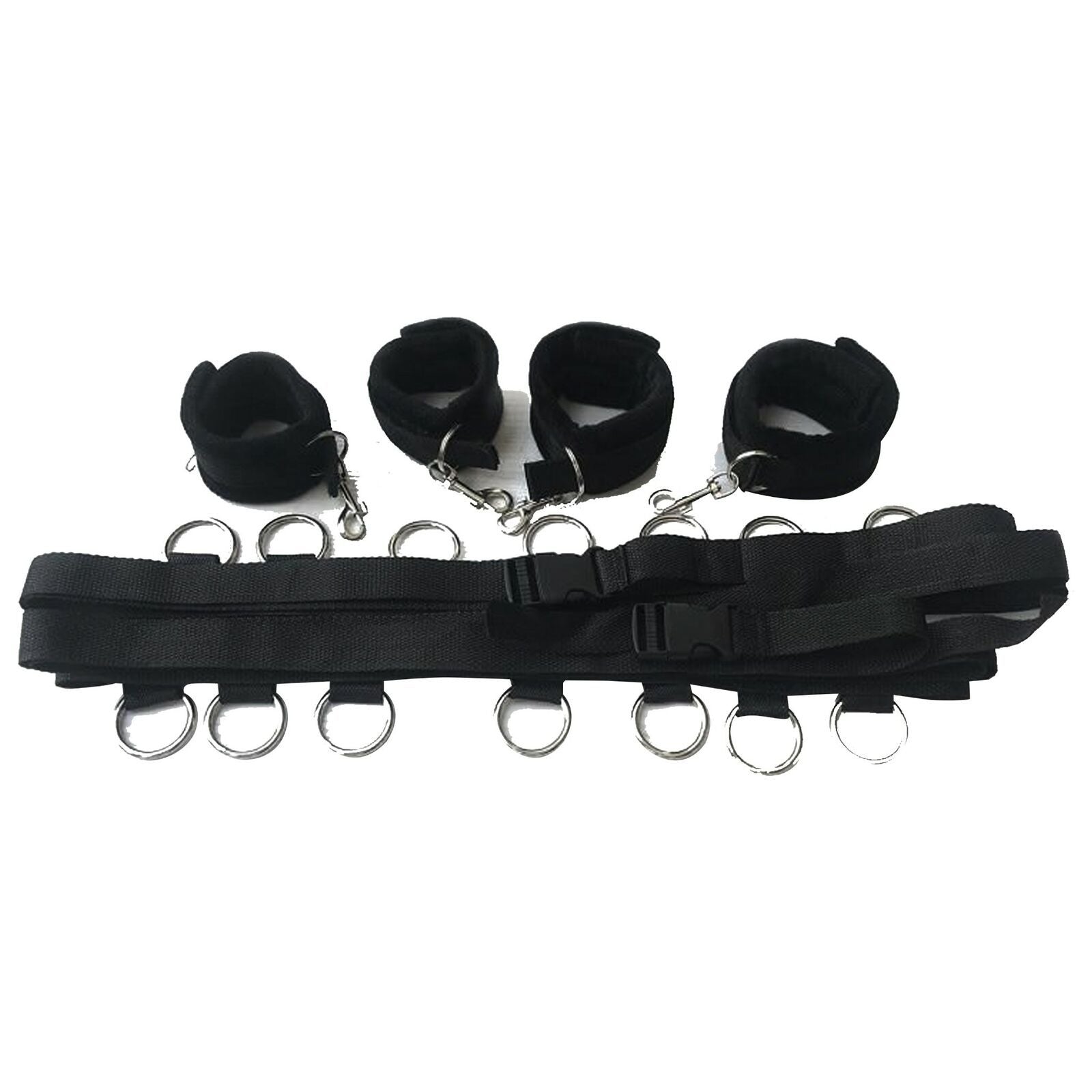 House Of Dasein Wrist Ankle Handcuffs Bed Restraints Bondage Spreader Bar Bdsm Kit - Black