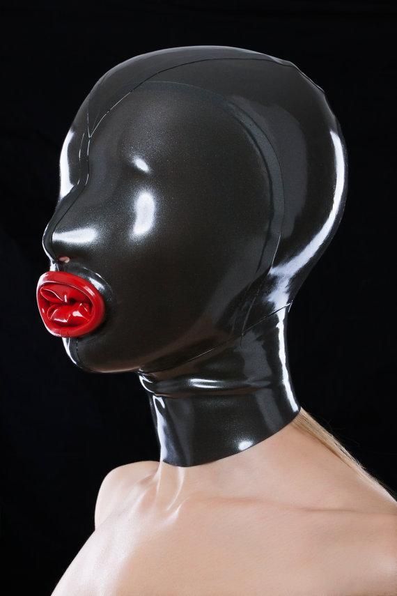 House Of Dasein Latex Mouth Condom Rubber Hood Mask Bdsm Fetish Restraints - Black Main image