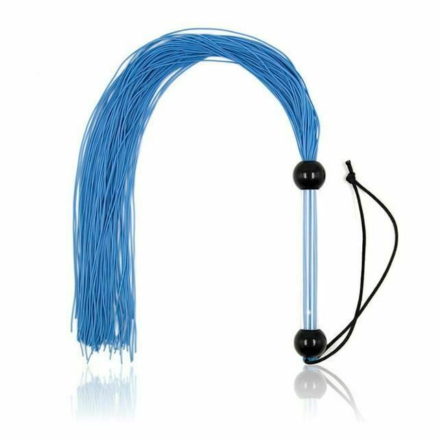 House Of Dasein Black / Blue Silicone Tails Flogger Riding Crop Sex Couples Impact Toy Bdsm - Blue