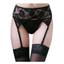 House Of Dasein Sexy Lace Garter Belt With Thigh High Stockings White Or Black Lingerie - Black