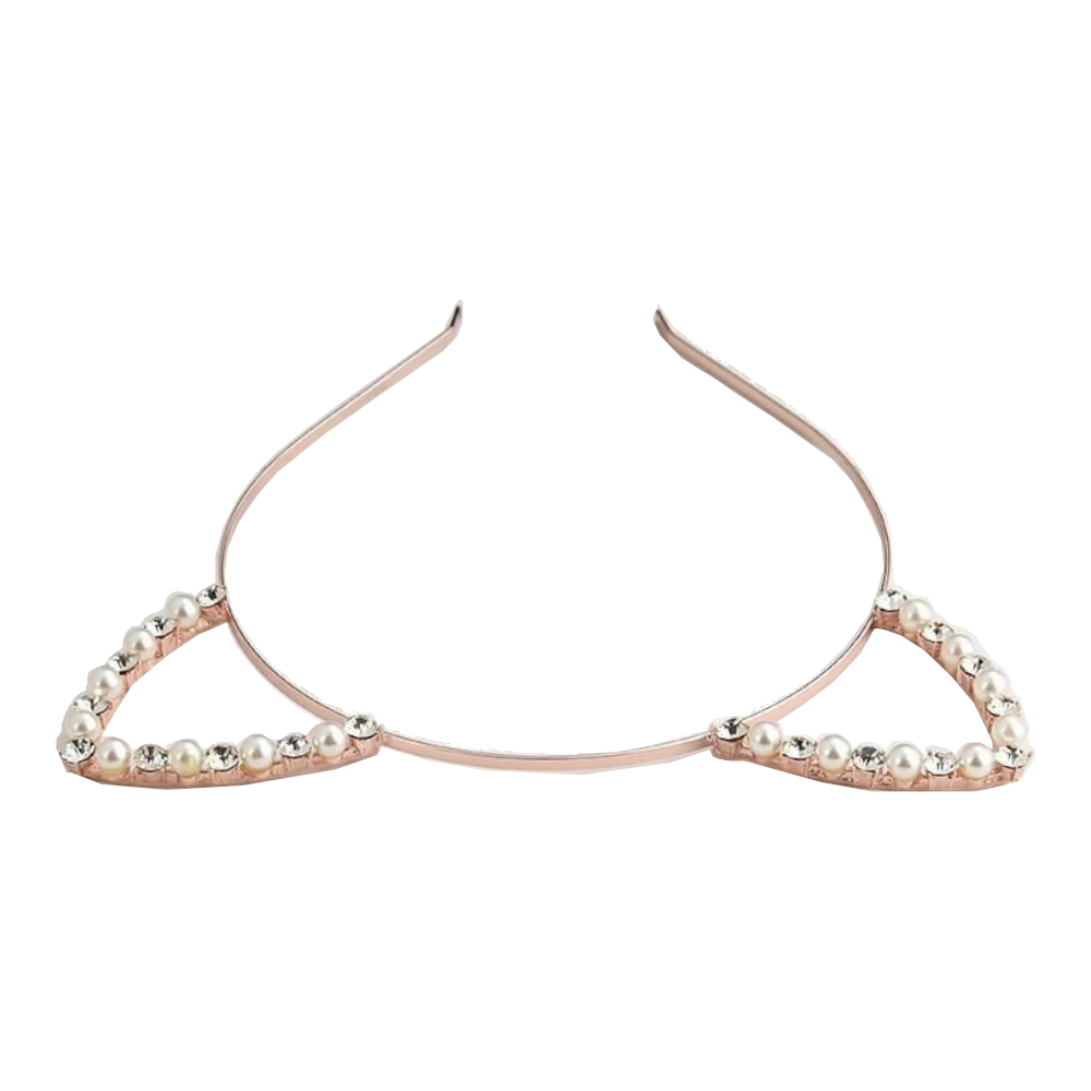 House Of Dasein Rhinestone Cat Ear Headband Kitten Pet Play Bdsm Accessories - Rose Gold
