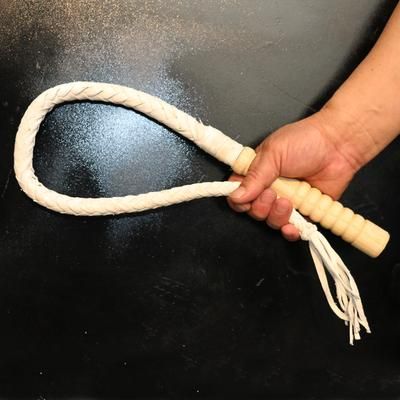 House Of Dasein White 3 Size Leather Whip Bdsm Spanking Impact Play Toy - White - 80Cm