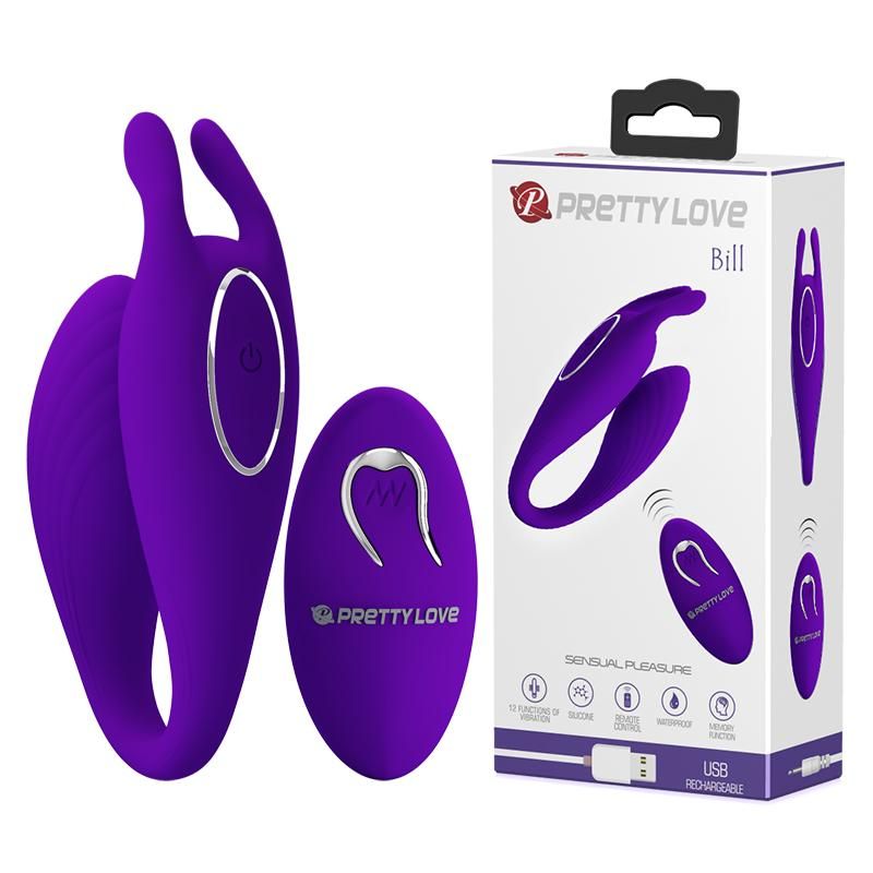 House Of Dasein Pretty Love 12 Speed Rabbit Vibrator U Type Remote Couples Wearable - Purple - Retail Box Packing