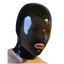 House Of Dasein Fetish Mask With Back Zip Transparent Black Face Hood Latex - Black