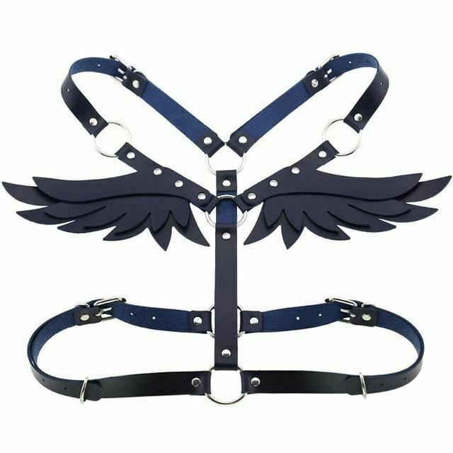 House Of Dasein Angel Wings Body Harness 16 Colours Bondage Fetish Clothing Bdsm - Dark Blue Main image