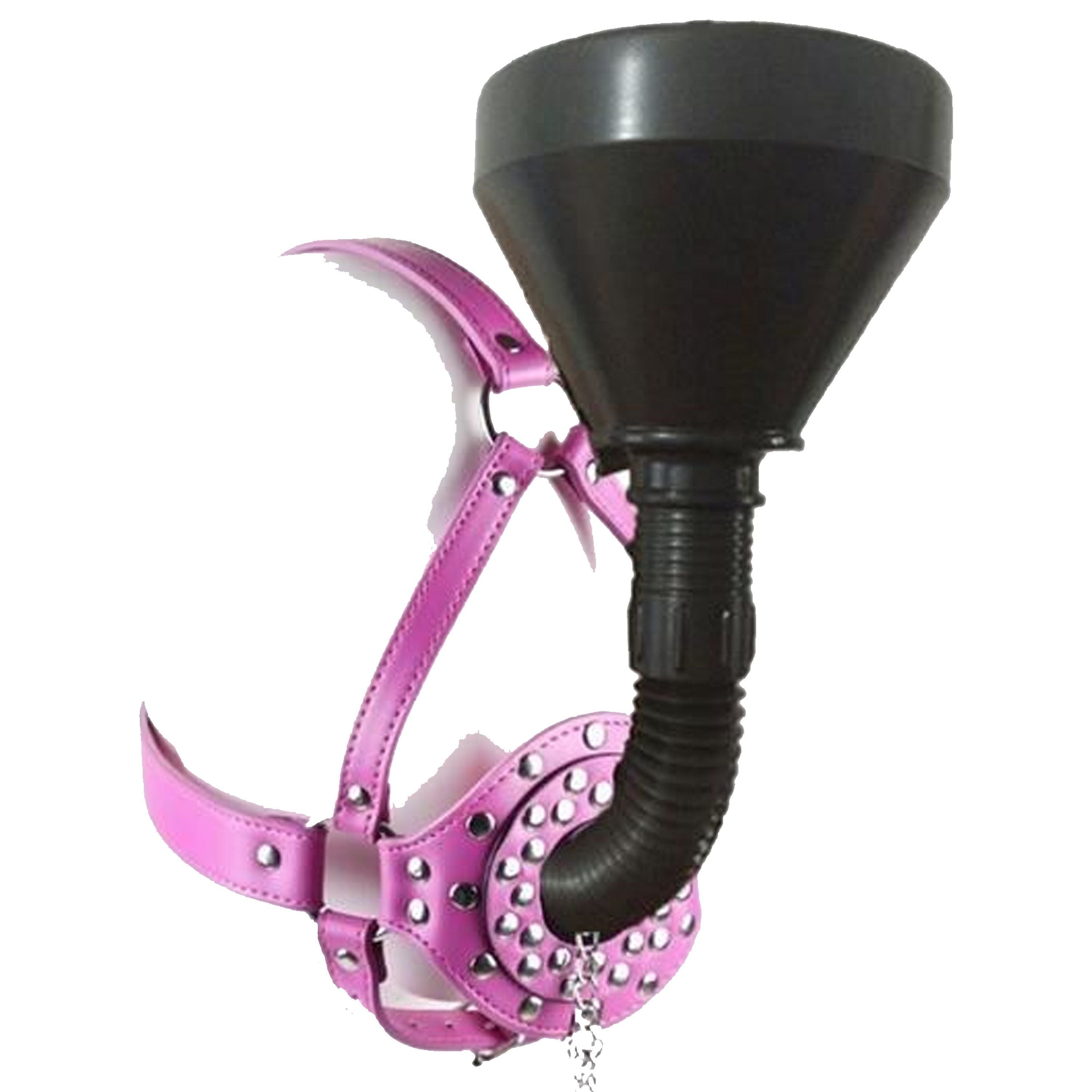 House Of Dasein Head Harness Funnel Gag Pink Blue Bdsm Toy Water Sports Play Bondage - Pink Main image