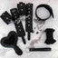 House Of Dasein Black Bdsm Kit Flogger Cuffs Collar Rope Paddle Gag Bondage Set - Black - 6Pcs