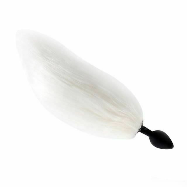 House Of Dasein Glowing Fur Fox Anal Tail Butt Plug Cosplay Bdsm Pet Play Fetish - White - Long - Silicone
