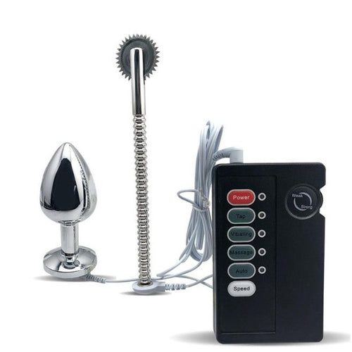 House Of Dasein Stainless Steel Anal Plug Wartenberg Wheel Electro Stimulation Bdsm - Red - With Small Anal Plug