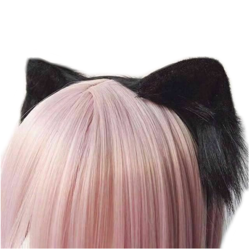 House Of Dasein 3 Colours Anime Neko Faux Fur Cat Ears Headband Kitten Cosplay Lolita - Black