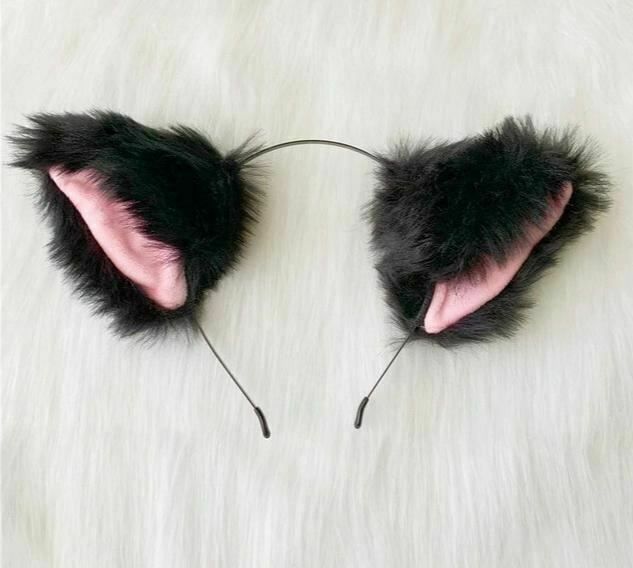 House Of Dasein Kitten Anime Lolita Cosplay Neko Faux Fox Fur Cat Ears Ddlg Bdsm - Black Main image